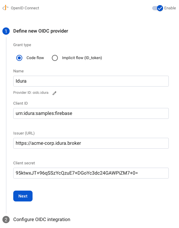 Define new OIDC provider